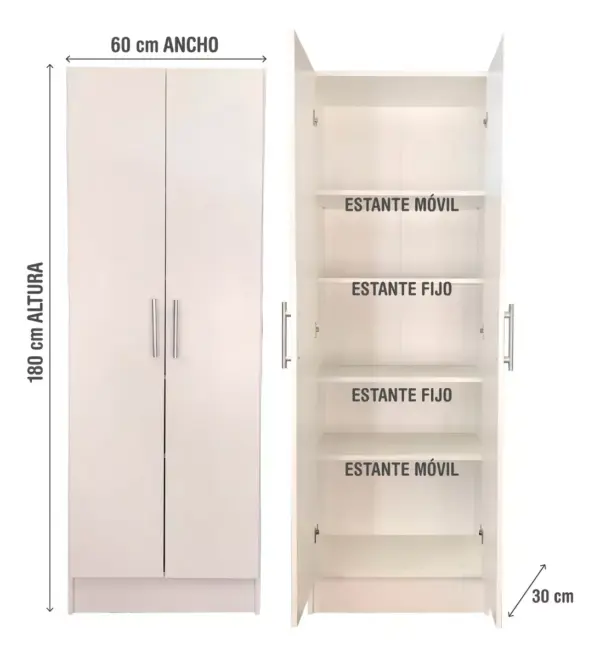 Despensero Cocina 2 Puertas 180 Forrado Mueble Organizador & Color Blanco - Image 3